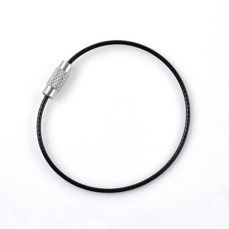5Pcs Steel Cable Chain Pandent Loop Screw Lock Wire Key Ring For Outdoor Hiking