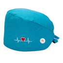 3PCS Women's Scrub Cap Working Hat with Buttons Turban Cotton Bouffant Hat