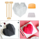 Silicone Cake Mold Diamond Heart Fondant Chocolate Candy DIY Baking 6Pcs