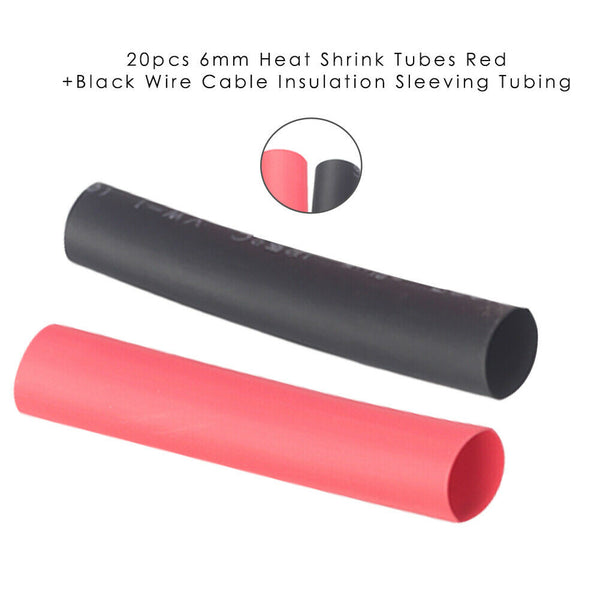 20pcs 6mm Heat Shrink Tubes Red+Black Wire Cable Insulation Sleeving Tubing
