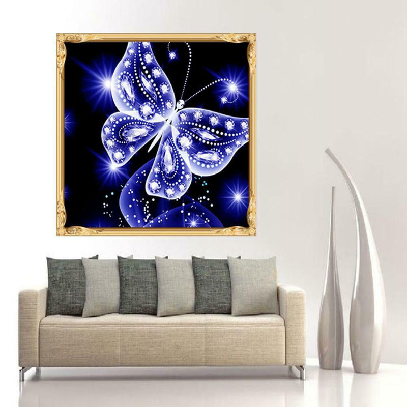 Butterfly Painting 5D Diamond Mosaic Embroidery DIY Cross Stitch Kit(Blue)