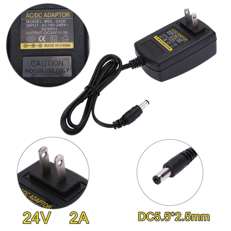DC24V 2A Adapter AC 100V-240V to DC 24V Converter Power Supply Adapter 5.5*