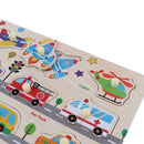 2 Set Wooden Peg Puzzle Traffic & Farm Animal Jigsaw Preschool Learning Toys