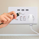 Durable With 3 USB Charger Outlet Smart Wall UK Plug Portable Electronic Socket