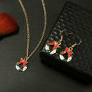 Creative Christmas Drop Earrings Rhinestone Pendant Necklace Jewelry Set A