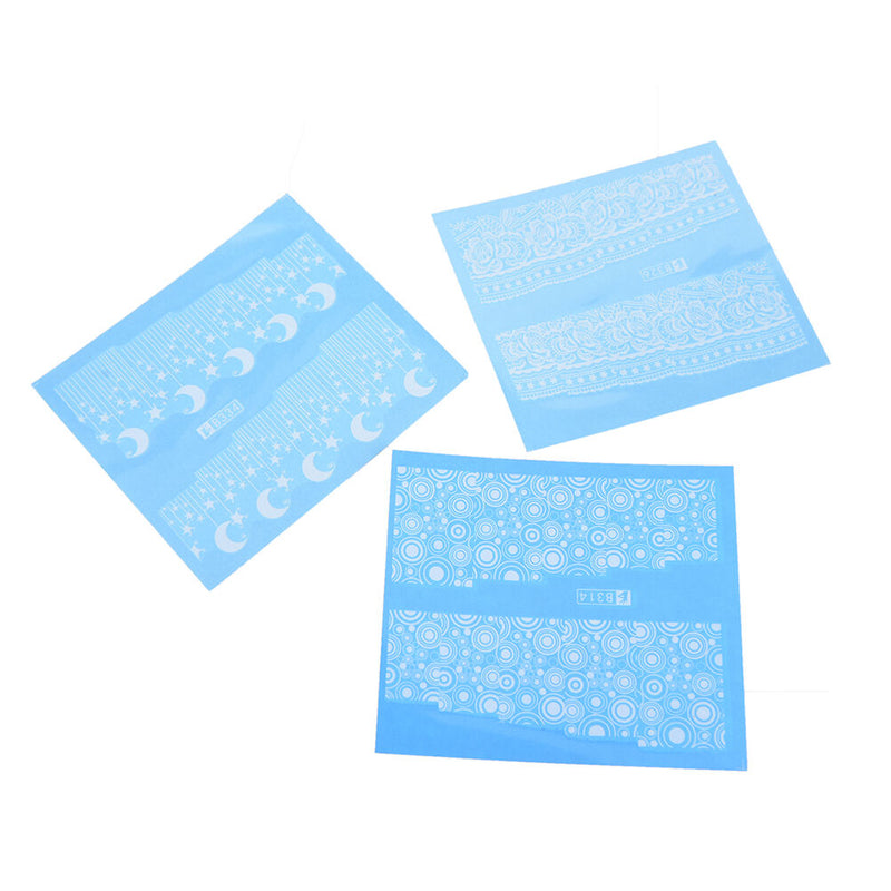 48 Sheets Flowers Lace Nail Art Water Transfer Decals Stickers White Decor G Kw