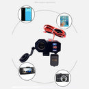 New Motorcycle Cigarette Lighter Socket Outlet Dual USB Charger LED Voltmeter