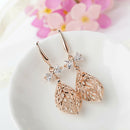 Chic Large Filigree Leaf Zircon Dangle Drop Earring Women Girls Jewelry
