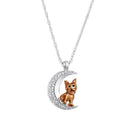 Crystal Moon Pendant Necklace Zircon Pet Dog Choker for Women Jewelry Gift