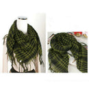 Unisex Scarf Cotton Lightweight Plaid Tassel Arab Desert Shemagh, Green N6M2