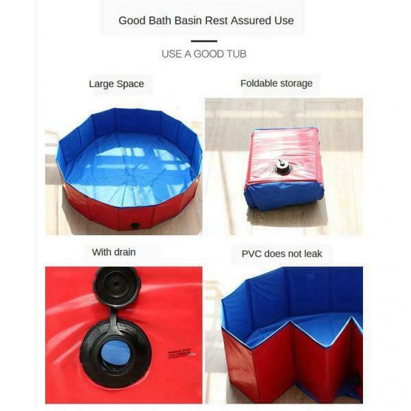 1pc Pet Swimming Pool Foldable Portable Pet Pool Non-slip Bottom for Dogs Blue