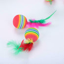 5pcs Cat Ball Toys With Feather Pets Kitten Teaser Interactive Funny Supply