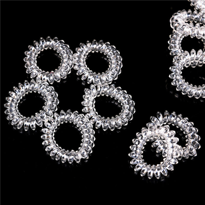 10x Clear Elastic Telephone Line Wire Hair Band Ropes Holders Head Accessory %x