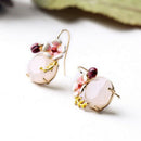 Sweet Earring Enamel Flower Ladybug Round Gem Short Drop Earring