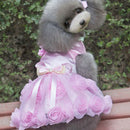 Dog Gauze Dress Princess Tutu Skirt Flower Sunday Collection Clothes XS Pink