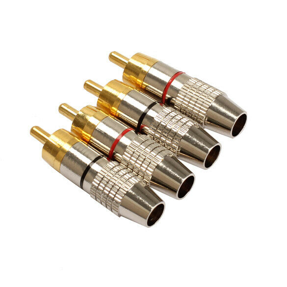 4PCS RCA Plug Audio Video Locking Cable Connector Plug Titanize Connector