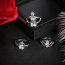 Ethnic Style Jewelry Bohemian Elliptical Geometry Alloy Opal Knuckle Ring S