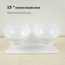 Double Bowls Detachable Tilt Cat Ears Pet Bowl Non-slip Cat Dog Feeder (E) A