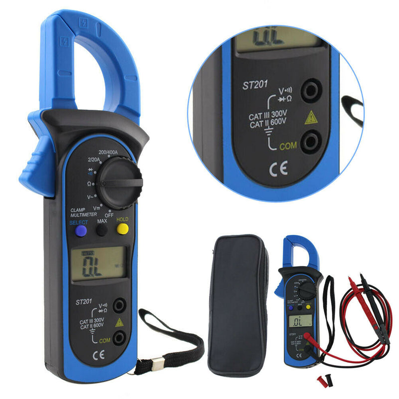 ST-201 Digital Auto Range Clamp Tester Meter Multimeter DMM AC DC Volt Ohm A