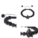 Men Black Spartan Helmet Beaded Natural Stone Adjustable Macrame Bracelet G I0M7