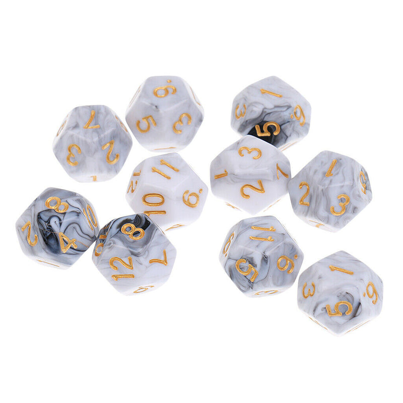 10pcs 12 Sided Dice D12 Polyhedral Dice for    DND MTG RPG High quality White