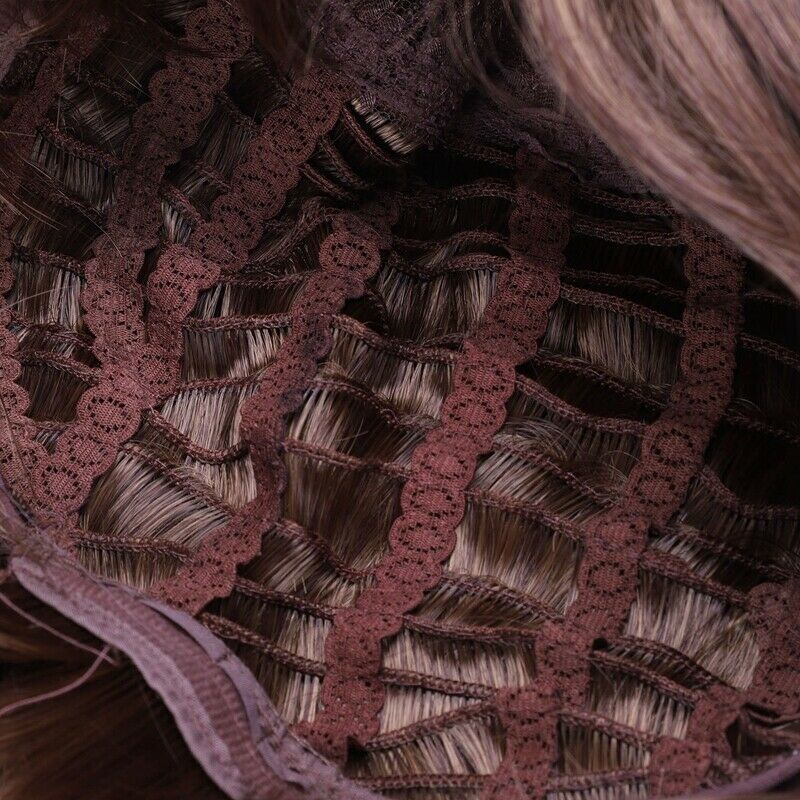 Natural Curly Wigs For Women Synthetic Short Wig With Bangs Brown E4N5