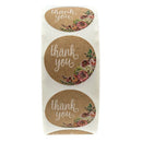 1X(Kraft Floral Thank You Stickers - 1 inch Circle Labels / 500 Per Pack