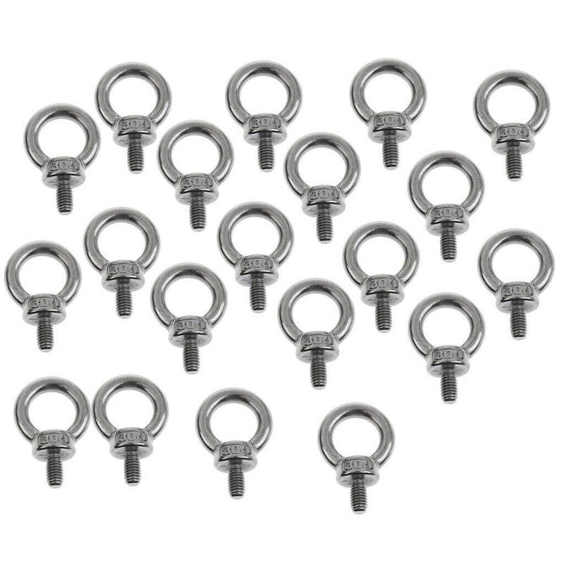 20 Pcs M6 Stainless Steel Lifting Eye Bolt Marine Grade