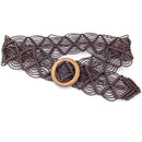 Wax Rope Knitted Belt Round Wooden Buckle Boho Women Belt Simple Harajuku S