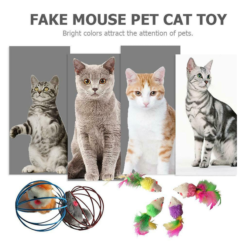 6pcs/Set Fur False Plush Mouse Cage Pet Cat Feathers Rat Interactive Toys