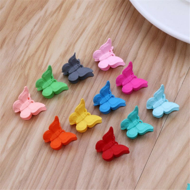 20pcs Mini Hair Claws Candy Colour Hair Clips Butterfly Hair Clamps Accessories