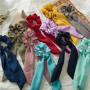 Fashion Chiffon Ribbon Girl Hair Ponytail Elasticity Solid Color Headwear A