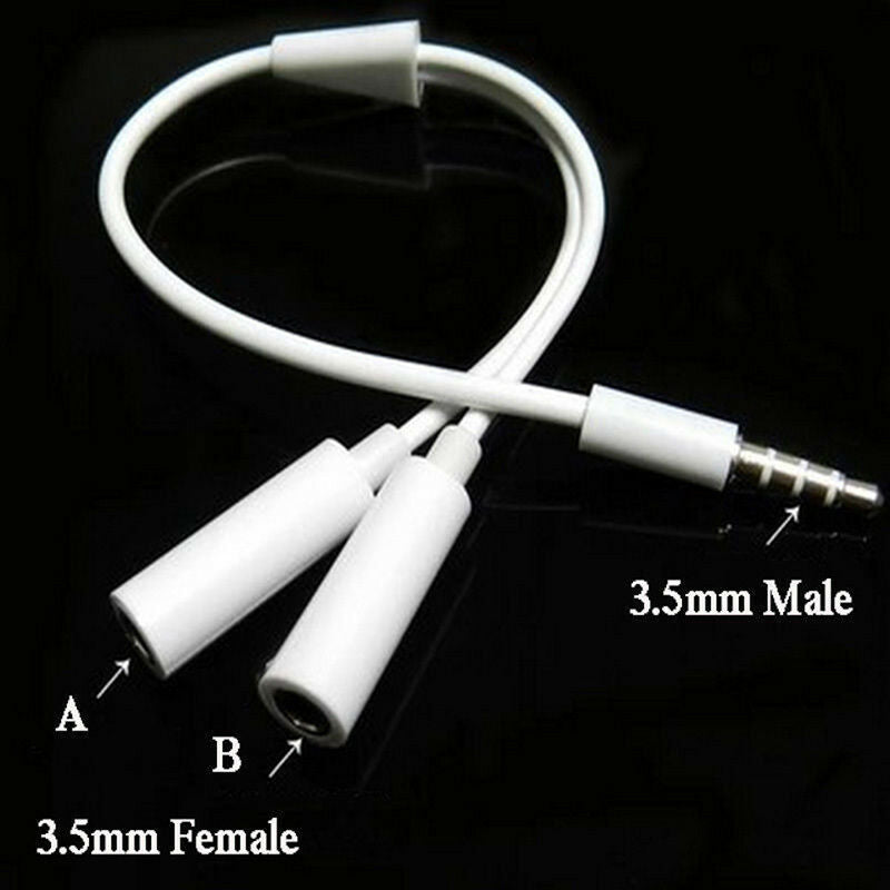 3.5mm AUX Audio Mic Splitter Cable Earphone Headphone Adapter 1 MaleTo 2FemaleX2