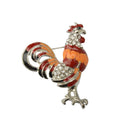 Retro Chinese Zodiac Cock Rooster Brooch Pins Crystal Animal Women Jewelry
