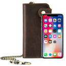Men's Long Clutch Wallet Credit Card Bifold Holder Purse with Anti-Theft Chain