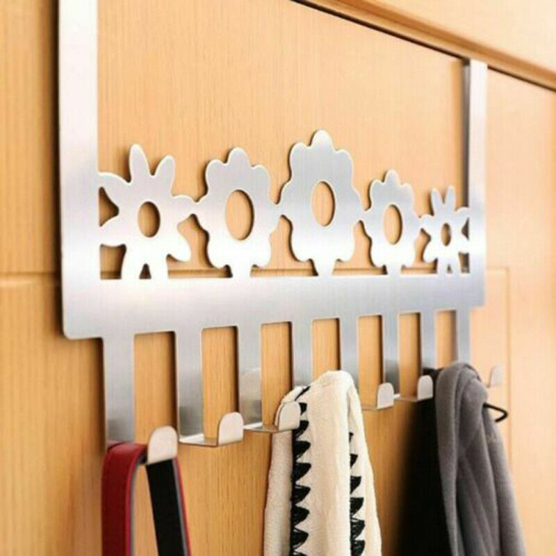 Stainless Steel Over Door Hanger 8 Hooks for Clothes Coat Hats Holder Ra YVC