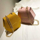 Fashion Women PU Chain Shoulder Bags Geometric Hexagon Polygon Casual Cross