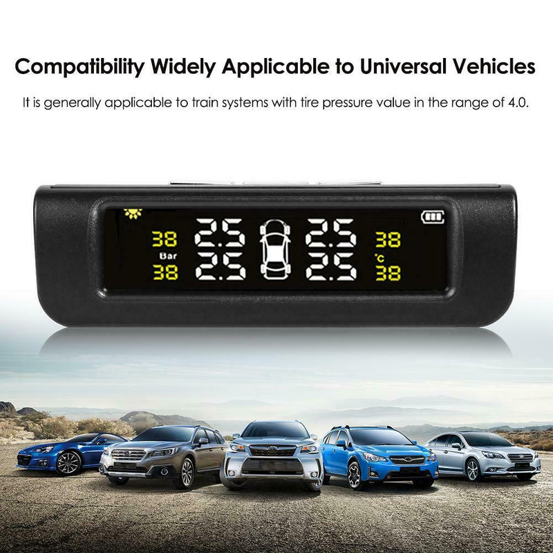 C68 USB+Solar Car TPMS Tire Pressure Monitor System with 4 External Sensors A