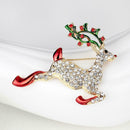 Christmas Sika Deer Brooch Rhinestone Badges Men Women Jacket Lapel Pins