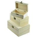 3x 125/150/175mm Plain Unfinished Wooden Storage Box for Jewelry Gift Gadget