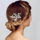 Women Hairpin Hair Comb Clip Floral Head Piece Crystal Flower Bride Hair Pi W9X8