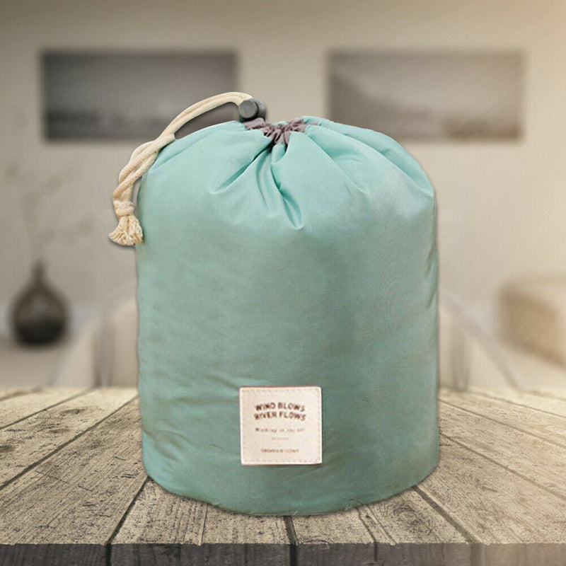 Nylon Drawstring Travel Cosmetic Bag Makeup Toiletry Organizer (Sky Blue) A