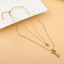Cross Love Key Necklace Double Layer Pendant Female Jewelry Clavicle Chain