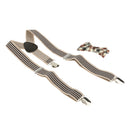 2Sets Boys Adjustable Suspenders Clip-on Braces Belts with Plaid Bowties Set