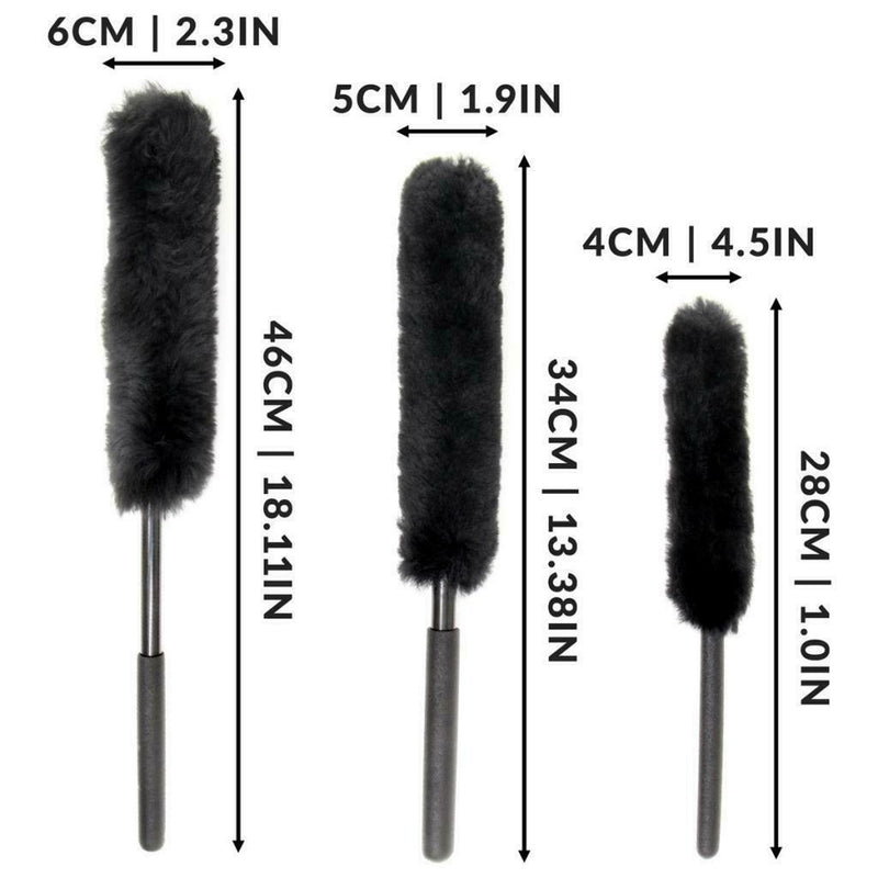 3x Multi Size Wool Blend Wheel Cleaning Grills Door Frames Washing Brushes