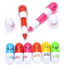 Smiling Face Pill Shape Ballpoint Pen Cute Cartoon Favor Retractable Ball Pen 3C
