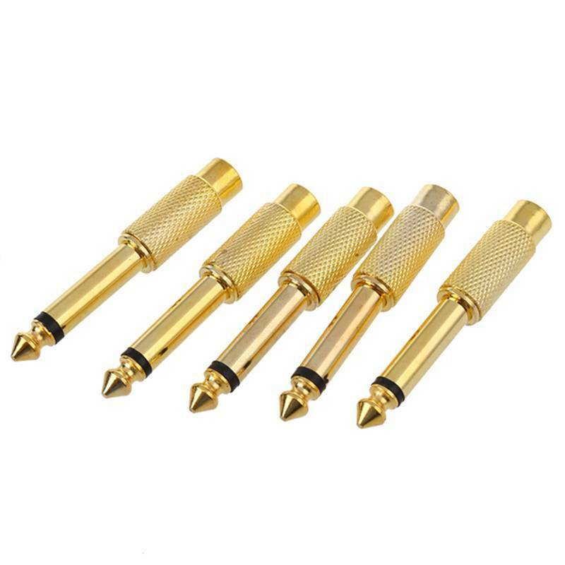 Fasdga 5pcs 6.35mm 1/4inch Male Mono Plug To RCA Female Jack Audio Adapter  A5O1