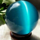 Blue Cat's eye Opal Natural Quartz Crystal Healing Round Stone Ball Sphere Decor