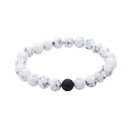 Couples His & Hers Bracelet Black Matte Agate & White Howlite 8mm Beads Bra R5U4