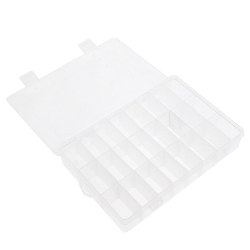 24 Slots Adjustable Grids Jewellery Storage Box Beads Craft Organizer Case